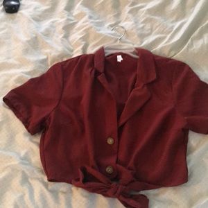 Red button crop top